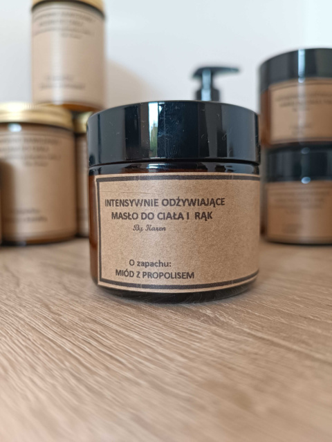 Intensywnie odżywiające masło do ciała i rąk. O zapachu: Miód z propolisem | 50 ml