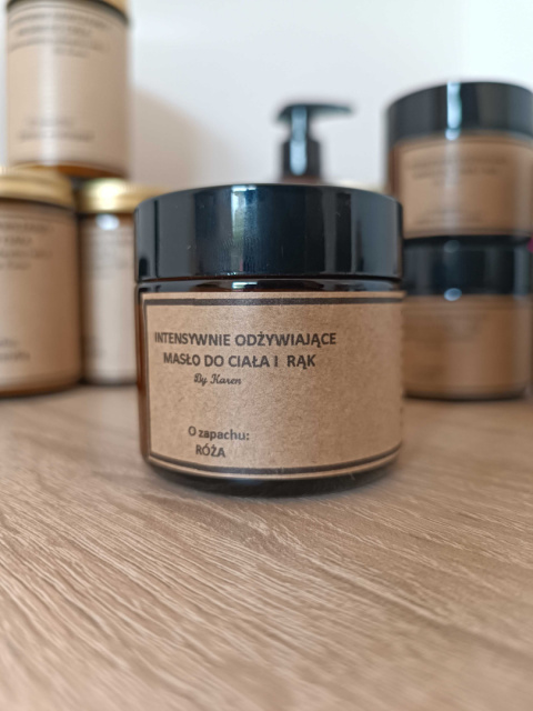 Intensywnie odżywiające masło do ciała i rąk. O zapachu: Róża | 50 ml