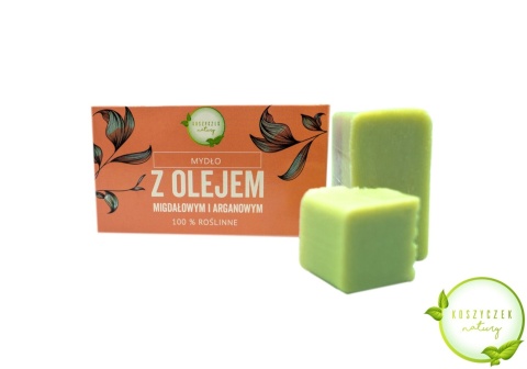 Mydło Naturalne z olejem migdałowym i arganowym 100% roślinne 100 g