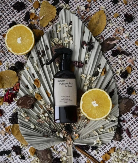 Naturalny spray do wnętrz i tekstyliów domowych. Zapach: Kwiaty pomarańczy